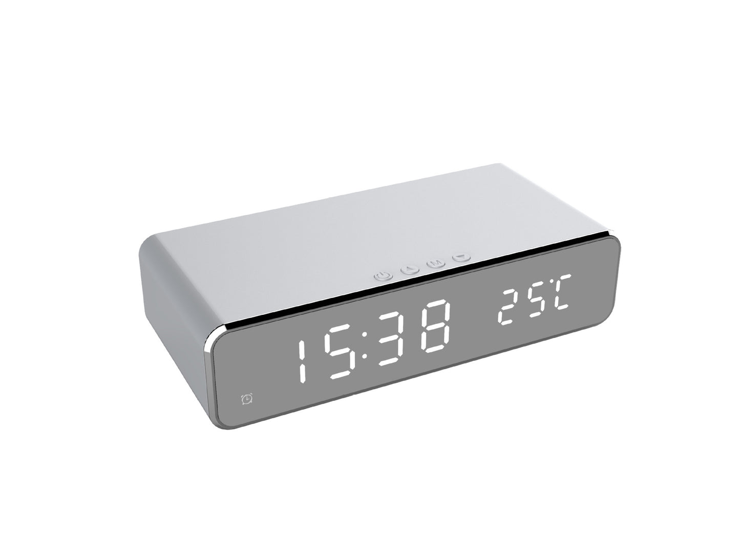 LED Alarm Clock with Wireless Charging & HD Mirror Display