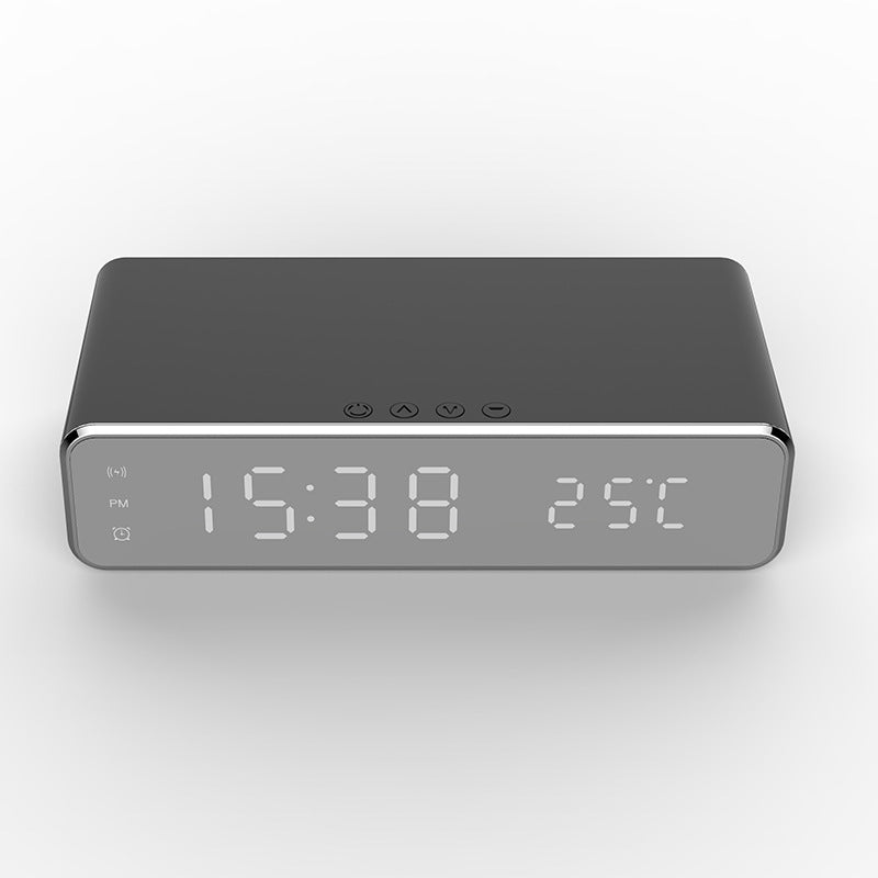 LED Alarm Clock with Wireless Charging & HD Mirror Display