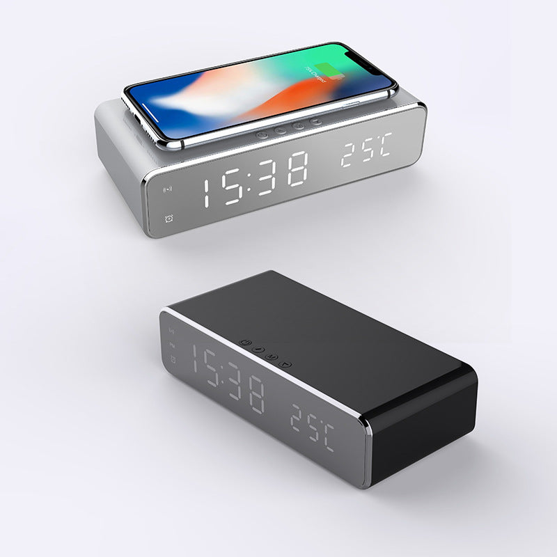 LED Alarm Clock with Wireless Charging & HD Mirror Display